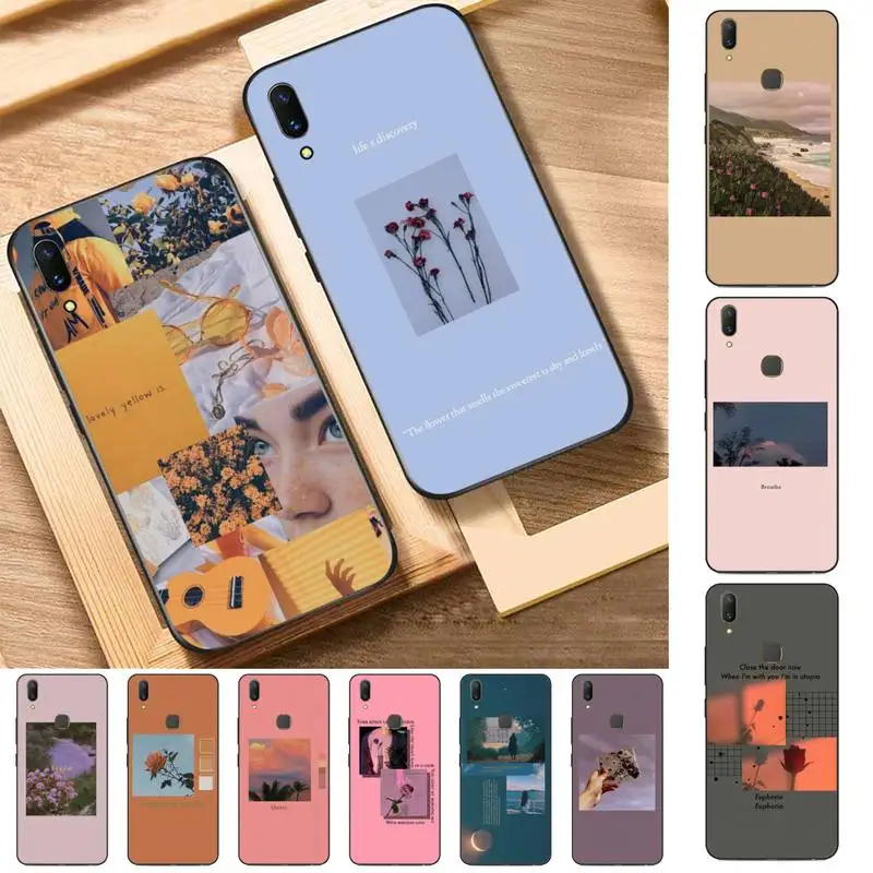 

FHNBLJ Great Aesthetic art Pink Yellow Sunflower Rose Phone Case for Vivo Y91C Y11 17 19 53 81 31 91 55 V17 11i 9 fot oppo