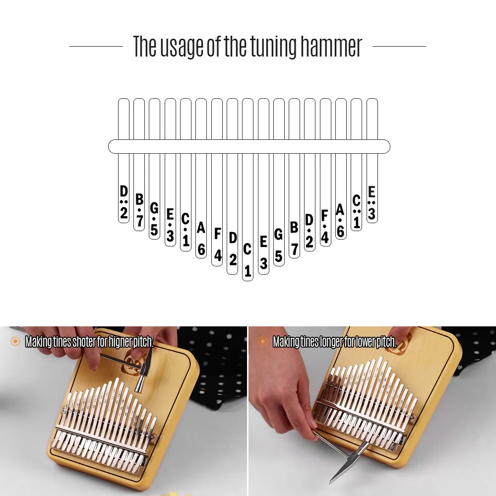 Портативное пианино калимба 17 клавиш для начинающих учеников WK-17PD |