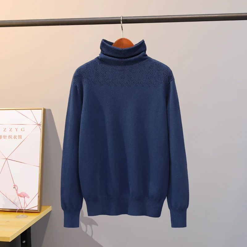 GIGOGOU Hollow Out Women Sweater Autumn Winter Pile Collar Turtleneck Pullover Sweaters Soft Female Jumper Knitted Jersey | Женская