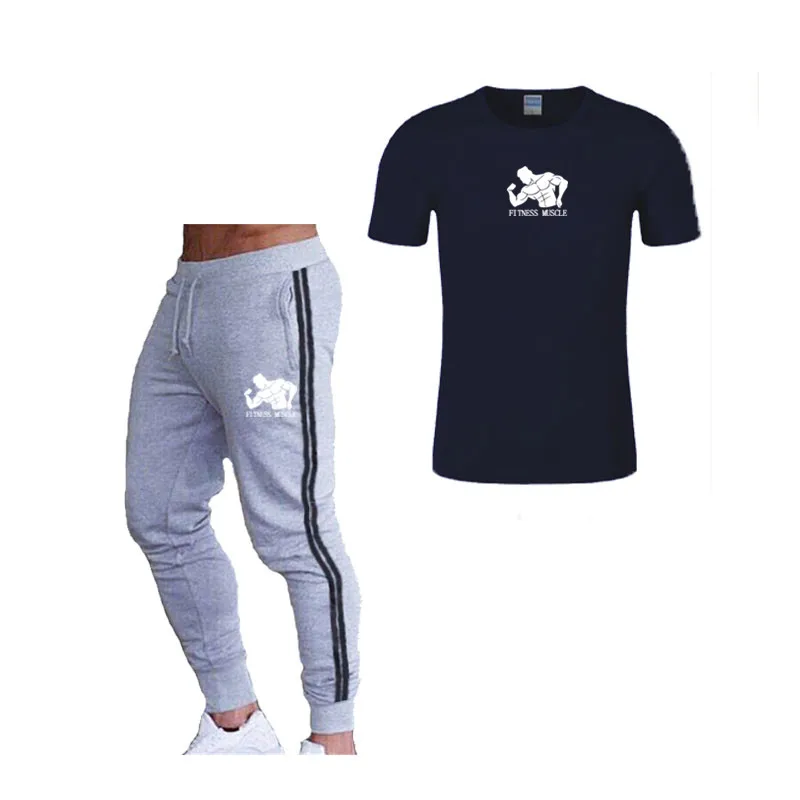 Спортивный костюм футболка брендовая мужская рубашка для бодибилдинга фитнеса