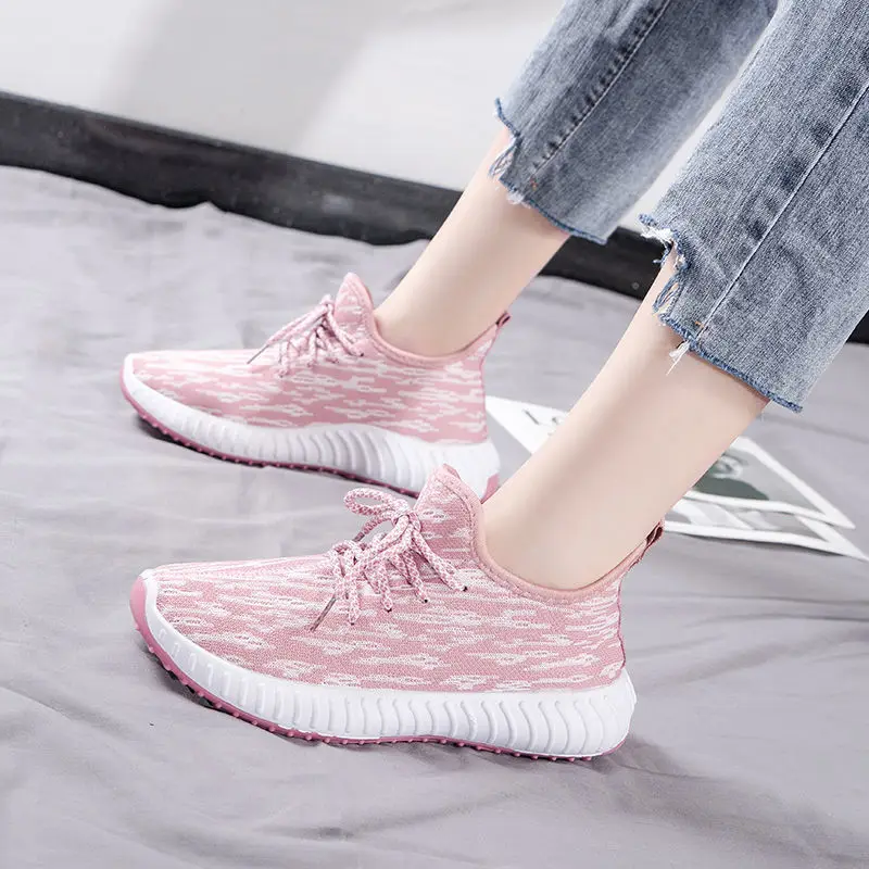 

New fashion spring and autumn net sports shoes fashion trend breathable running shoes light coconut women's shoes
