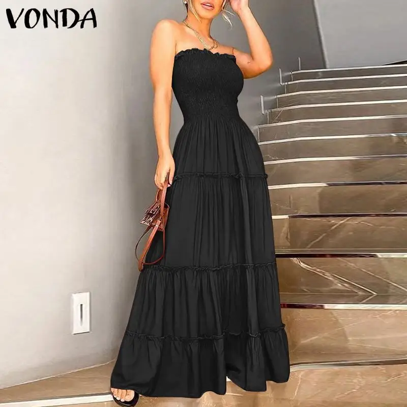 

Maxi Dress 2022 Women Solid Sexy Sleeveless Party Holiday Sundress Femme Bohemian Party Vestidos Ladies Summer Beach Sundress