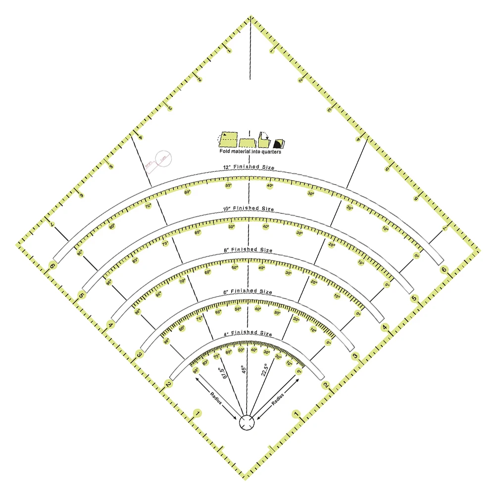 

Square Multifunctional Arcs Fan Quilt Circle Cutter Ruler Palastic DIY Ruler Cutting Patch work Ruler Sewing Craft Tools