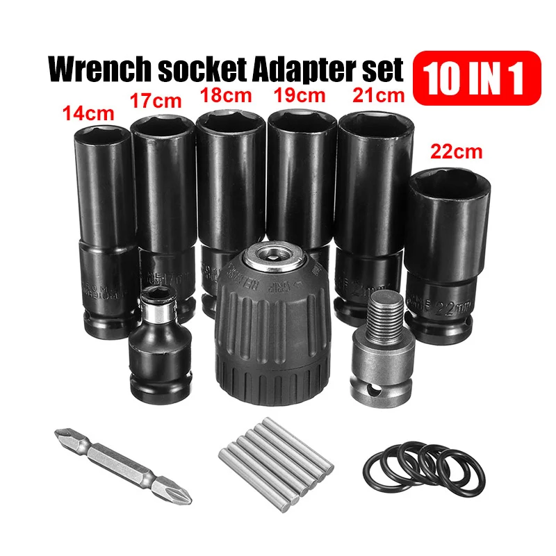 NEW 4/10pcs Electric Impact Wrench Hexs Socket Head Set Kit 