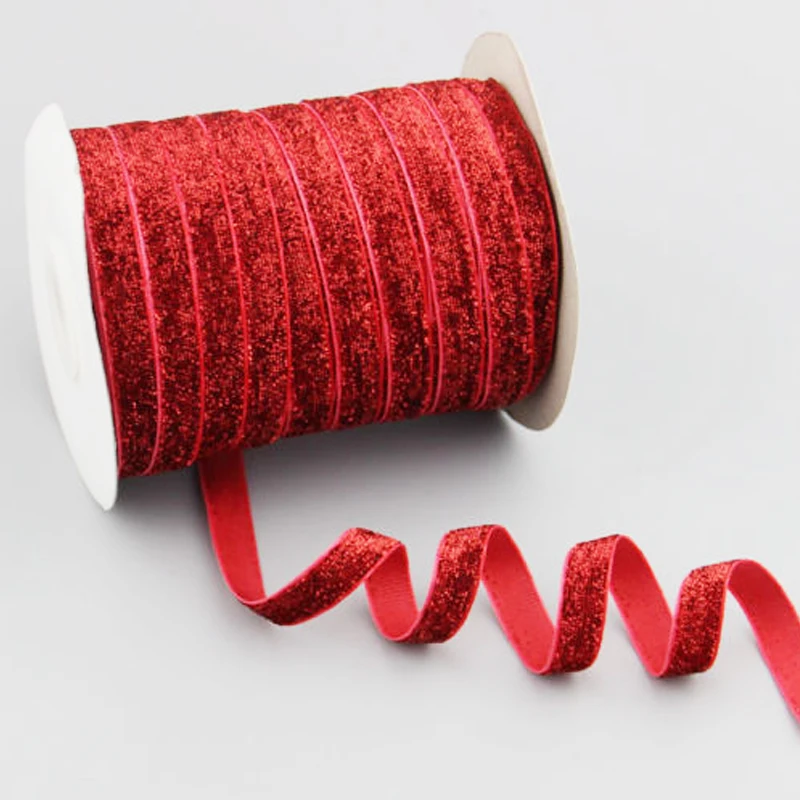 

3/8" inch 10mm 25mm 15mm Glitter Ribbon Solid Red/Green/Blue/Silver for Christmas Gift Headband Clips Bow Decor Craft DIY 25yard