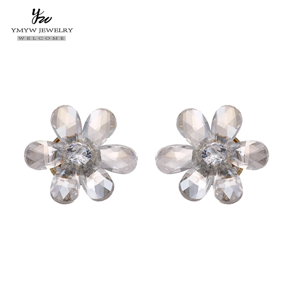 YMYW серьги гвоздики в виде цветка трендовые романтические стеклянные элегантные