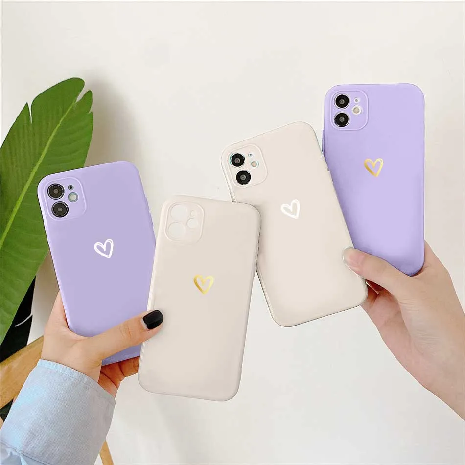 Чехлы для iPhone 12 Pro Max Mini 11 XS MAX X XR SE 2020 7 8 6 6S 5 5S Plus чехол конфетного цвета с любовным
