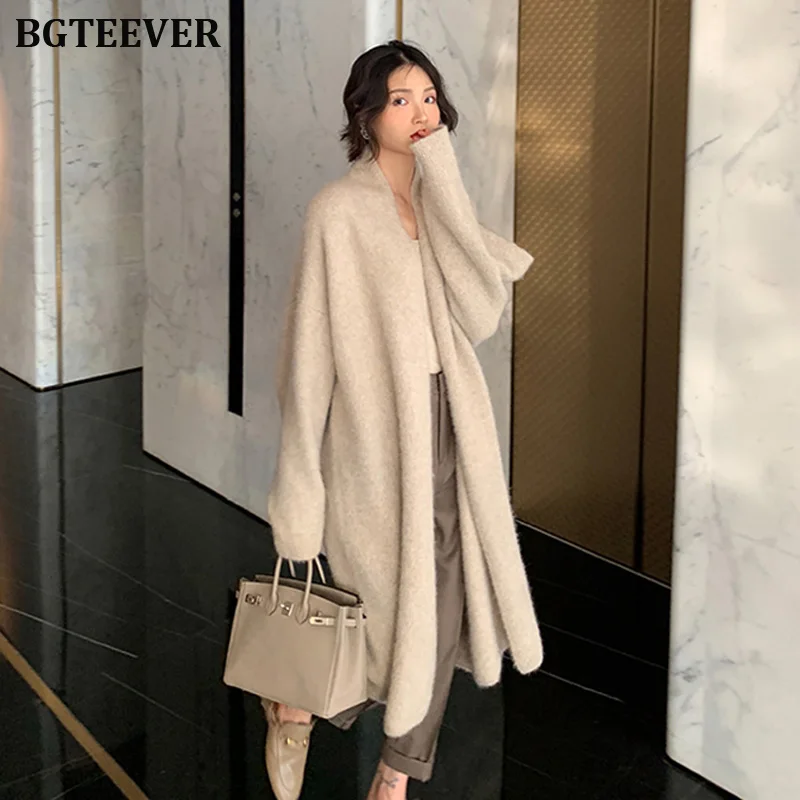Elegant Long Sweater Cardigan Women Sleeve Oversized Ladies Outwear Jumper Coat Female Winter Open Stitch 2019 |