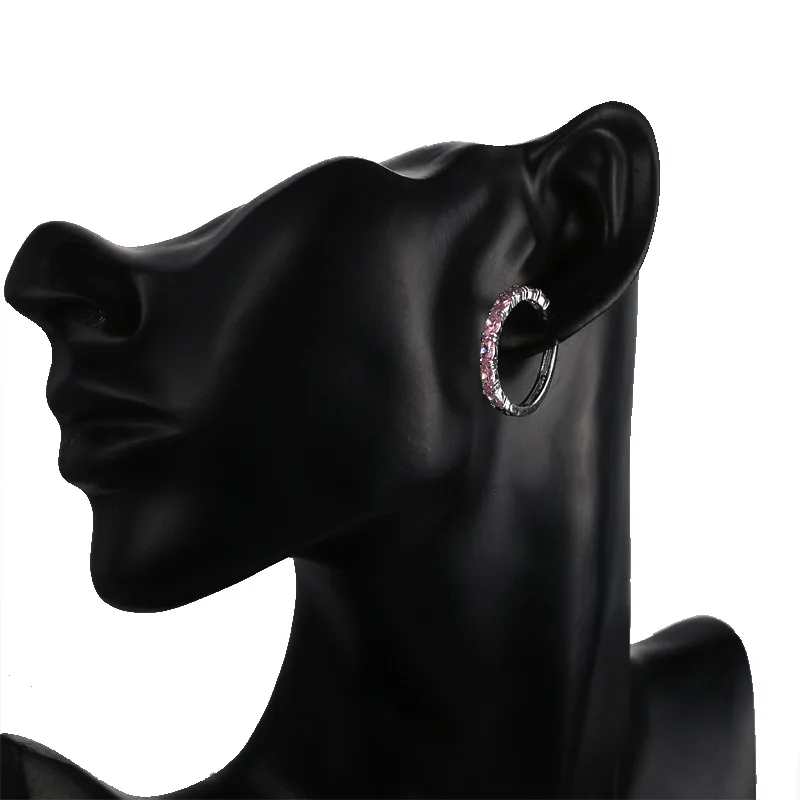 Экопди Мода Винтажные серьги с кубическим цирконием Женские серьги круглые радужные голубые обручи Ювелирные изделия Подарок невесте 2021 Новинка.