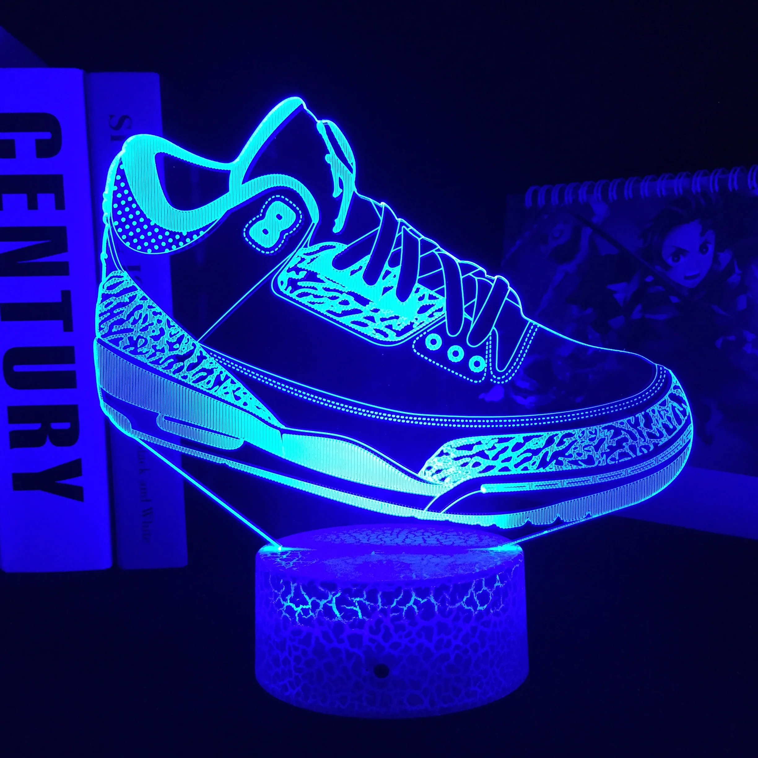 Shoes With Number 8 3D LED Lamp Visual Illusion White Cracked Base Acrylic Light Guide Plate for Couple Festival Birthday Gifts | Лампы и
