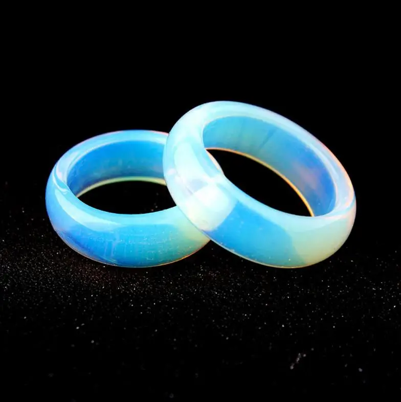 Модные обручальные кольца с белым прозрачным опалом простые прозрачные