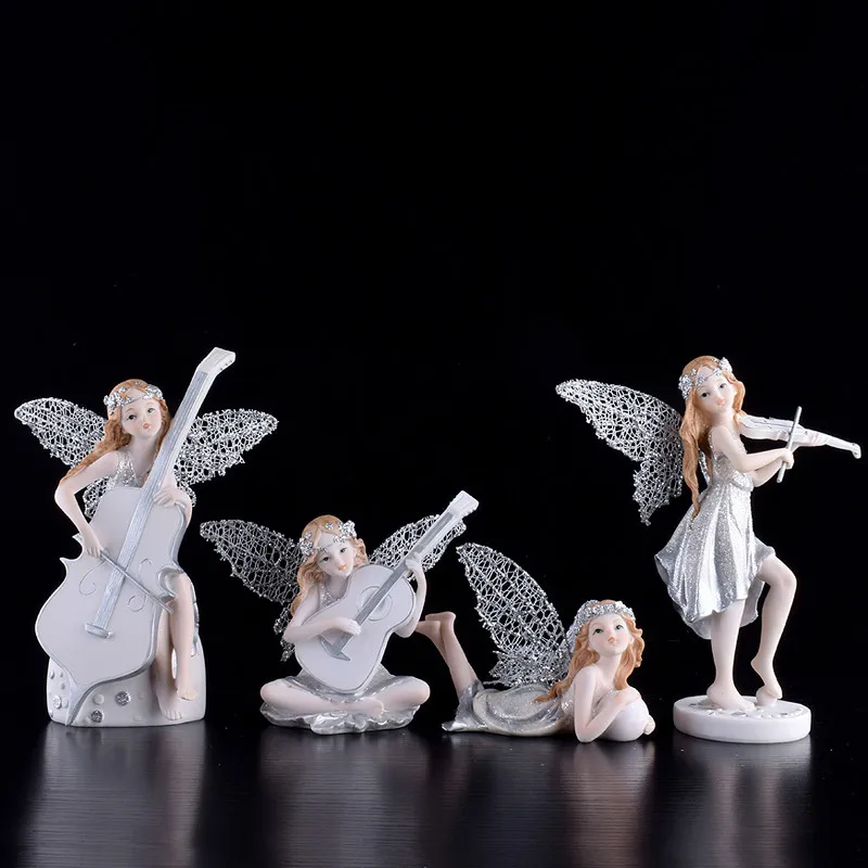 

Европейский ангел для скрипки, смола , ремесло, цветок, сказочные украшения , креативное украшение для детской комнаты, подарок на день рождения для девочек, аксессуары для дома