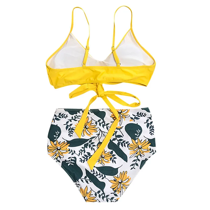 

2021 swimsuit leopard print high waist detachable chest pad swimsuit split two-piece swimsuit bikini sexy woman swimsuit set