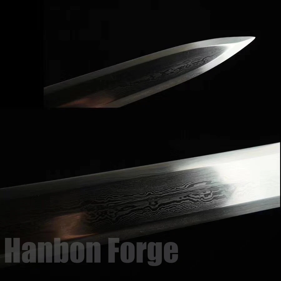 

Chinese Han Jian Sword Damascus Folded Steel Ebony Sheath Traditional Handmade