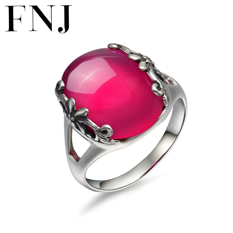 

FNJ 925 Silver Ring for Women Jewelry 100% Original Pure S925 Silver Sterling Ring Rose Corundum