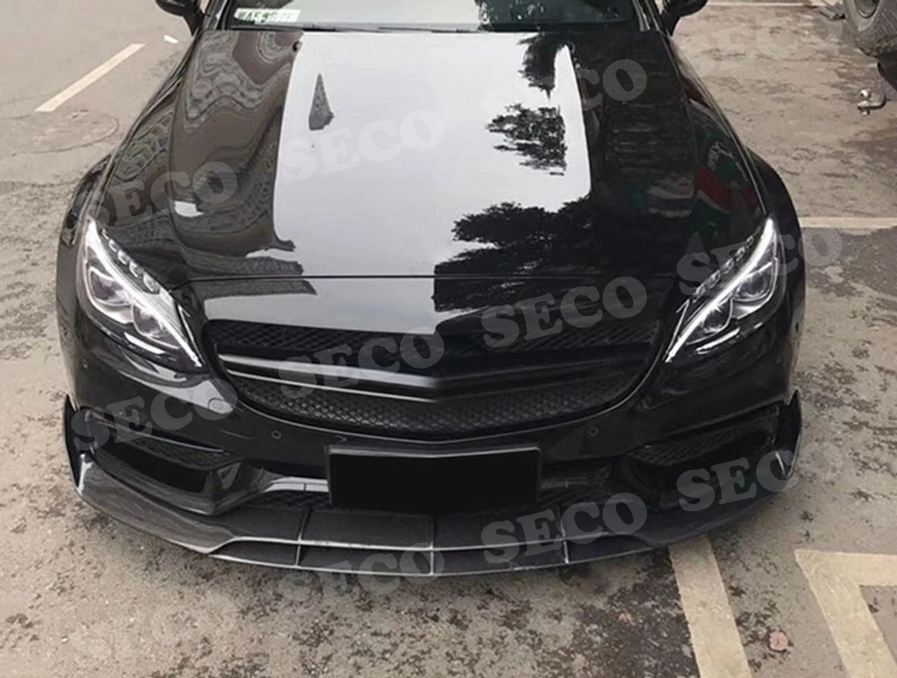 C Класс углеродного волокна передний бампер спойлер для Mercedes Benz W205 C63 AMG C180 C200 C260