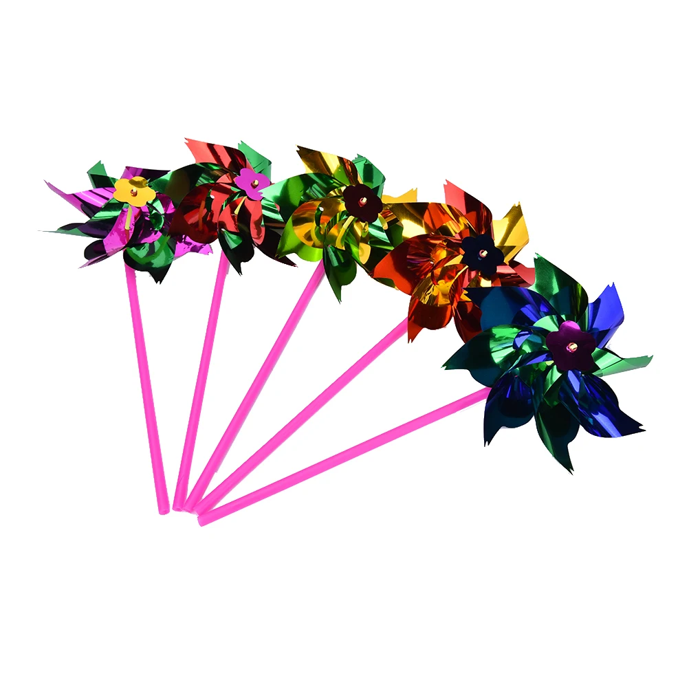 

5pcs/set Plastic Thin Windmill Toy Spinner Pinwheel Whirl Self-assembly Flower Windmill Toy Yard Decor Outdoor Toy Color Random