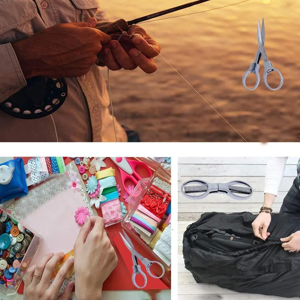 

1pcs Mini Steel Folding Scissors Keychain Fishing Mini Silver/Gold Camping Tool Scissor X8R3
