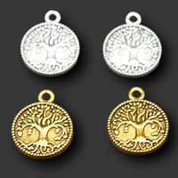 12pcs mix two colors retro tree of life metal tag bracelet earrings alloy pendant diy charm for jewelry crafts making a2107