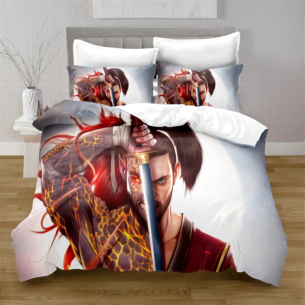 

Пододеяльник самурайского из 100% полиэстера, пододеяльник с рисунками из мультфильмов, набор с наволочкой, покрывало для мальчиков, пододеяльник, постельное белье