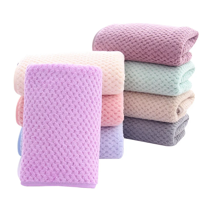 

Pure Color Water Absorption Strong Wash Towels Household Face Towels Clean Coral Fleece Towels Pineapple Grid Thick high quality