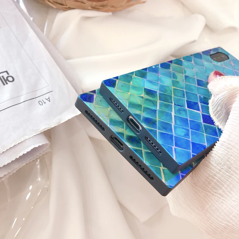 Роскошный призматический чехол в клетку Blue Ray для iPhone SE 2020 SE2 11 Pro Xs Max 6 6s 7 8 Plus X
