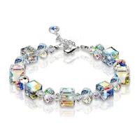 transparent colorful crystal geometry bracelet elegant luxury simple clear square rhomboid bracelet jewelry gift for girlfriend