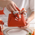 Кожаная Подарочная коробка, сумочка, ленточный бант с ручкой, однотонная сумка для конфет, упаковка, свадебные сувениры, Подарочная коробка, вечеринка для будущей мамы