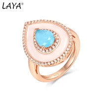laya silver ring for women pure 925 sterling silver retro style high quality zircon natural blue purple fushion stone jewelry