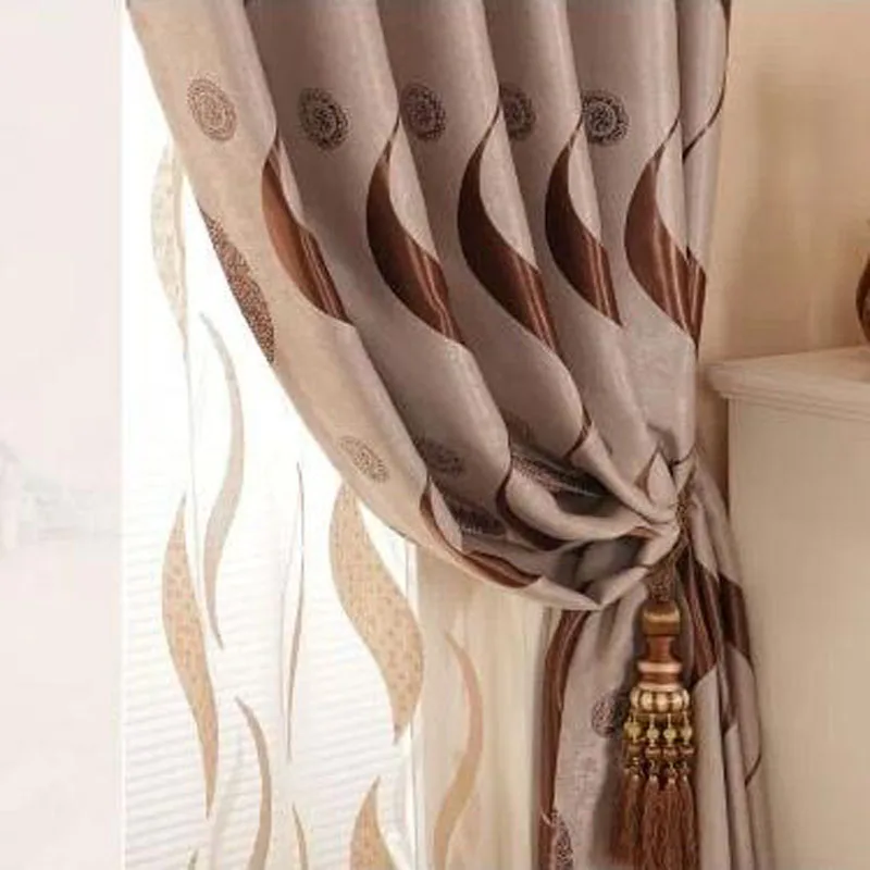 Китайские классические затемняющие занавески S в полоску из хлопка и полиэстера