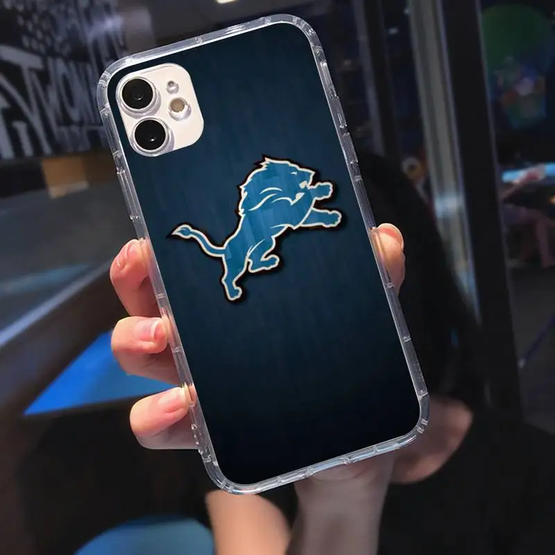 

D-Detroit L-Lions Soft Phone Case Transparent Case For Iphone 6 6s 7 8 Plus XR X XS 11 12 Pro Max