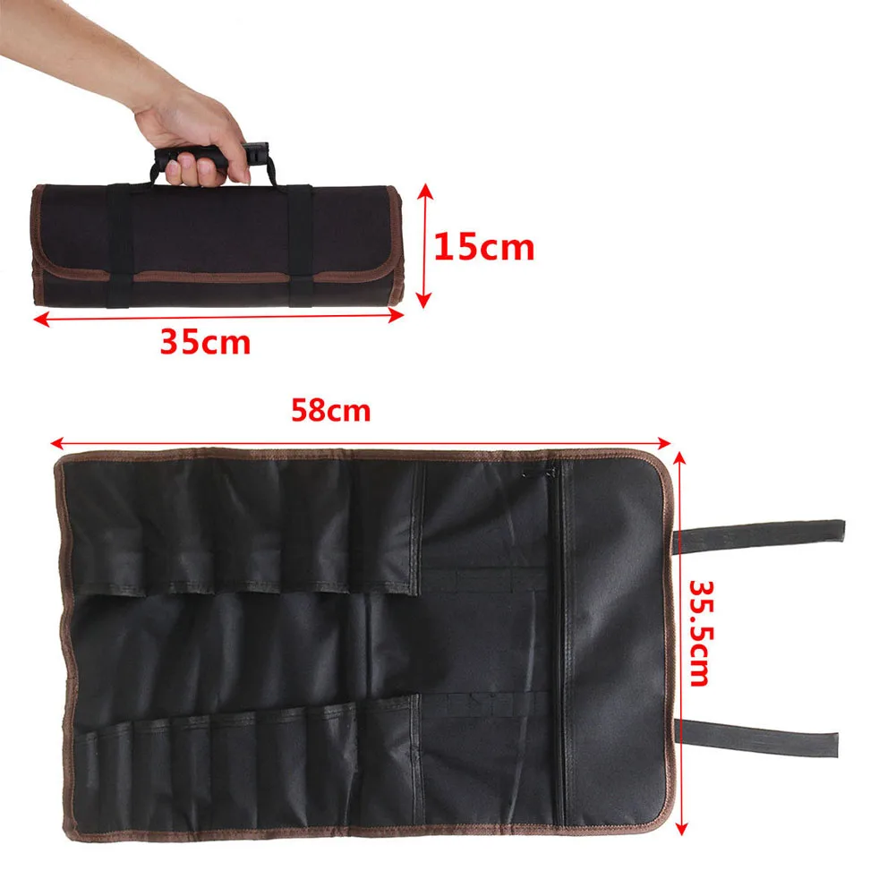 

Portable Chef Cutter Bag Roll 14 Pockets with Handles Carry Case Kitchen Storage Bags ADW889