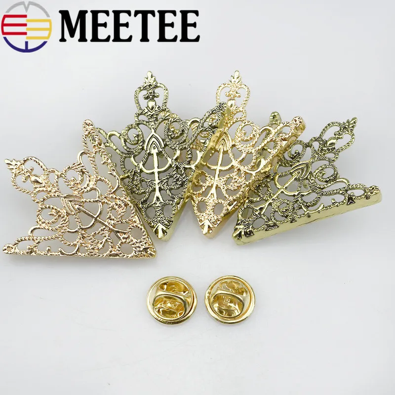 2 пары Meetee винтажная Корона пустотелый узор рубашка воротник брошь булавка