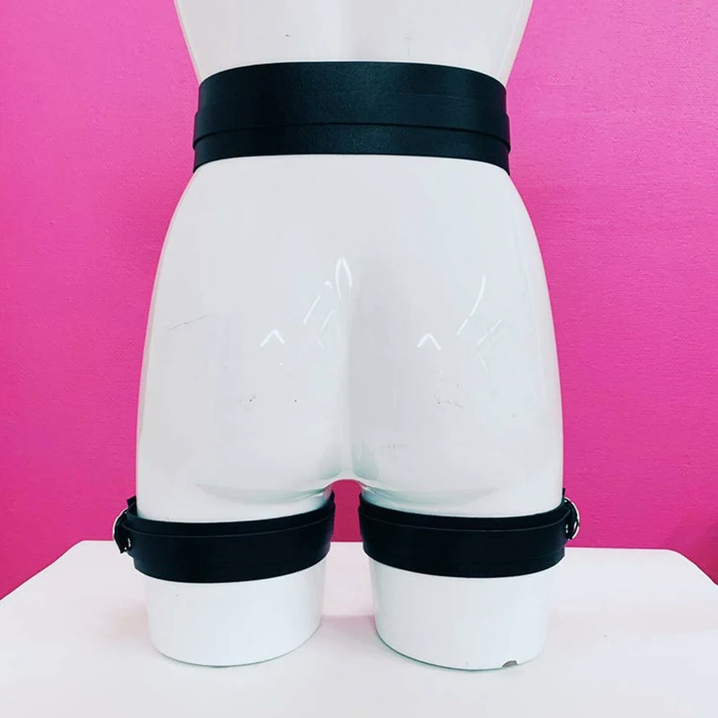 Sexy Wide Leather Sword Belt Harajuku Handmade Leather Harness Goth Bdsm Garters Belt Lingerie Erotic Suspenders Strap