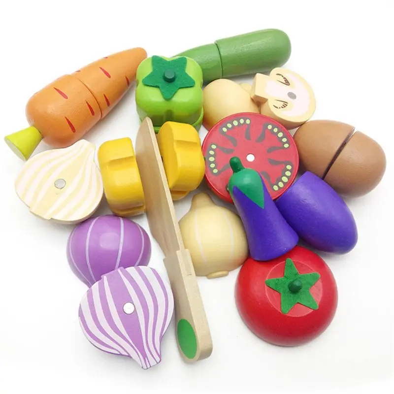 

Wooden Classic Game Simulation Kitchen Series Toys Cutting Fruit Vegetable Set Toys Montessori Early Education Gifts