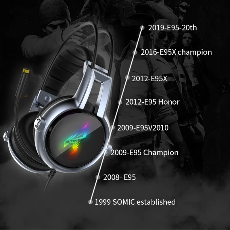 наушники беспроводные блютуз Новинка somic E95 20TH USB Игровые Virtual 7 1 стерео RGB