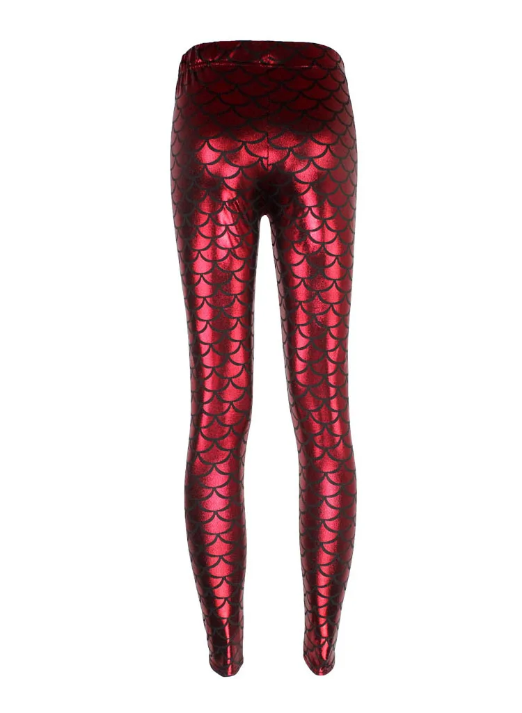 

Mermaid Scale Fish Women's Pants Cosplay Pattern Shinning Nine Point Leggings Multicolor
