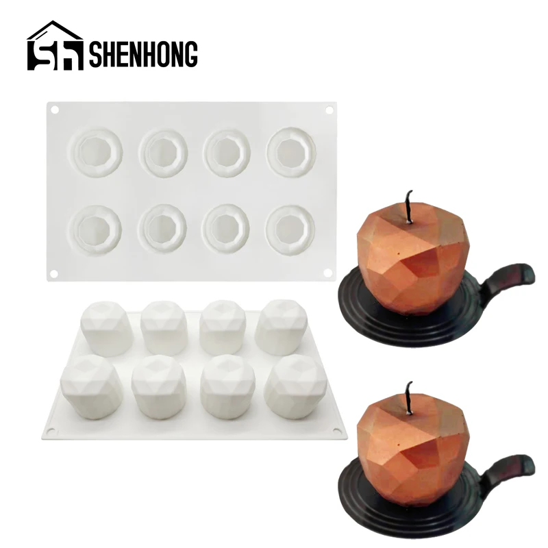 SHENHONG 8 полостей алмазное яблоко силиконовая форма для торта Форма свечей