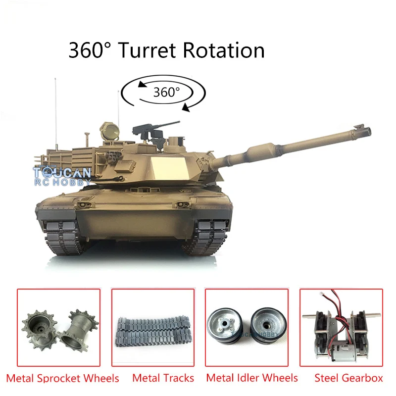 Heng Long 1/16 TK 6 0 S Upgrade M1A2 Abrams RTR RC Tank 3918 Вт/360 ° револьверные металлические треки