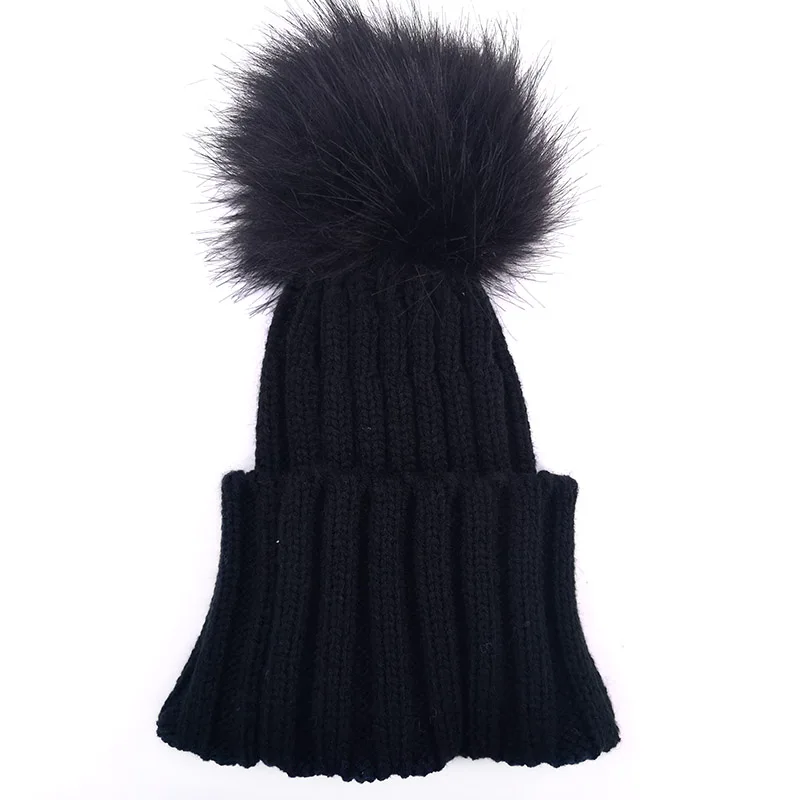 Шапка с помпоном из искусственного меха для новорожденных мальчиков и девочек |