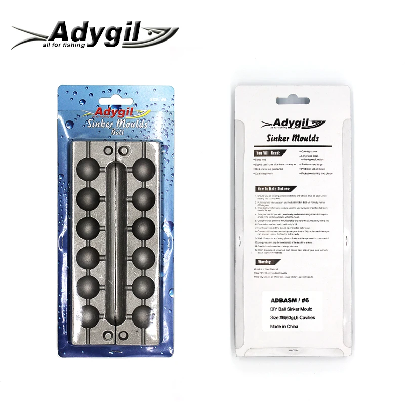 Adyгил DIY рыболовный грузила форма ADBASM/#6 шариковый 63 г 6 полостей | Спорт и