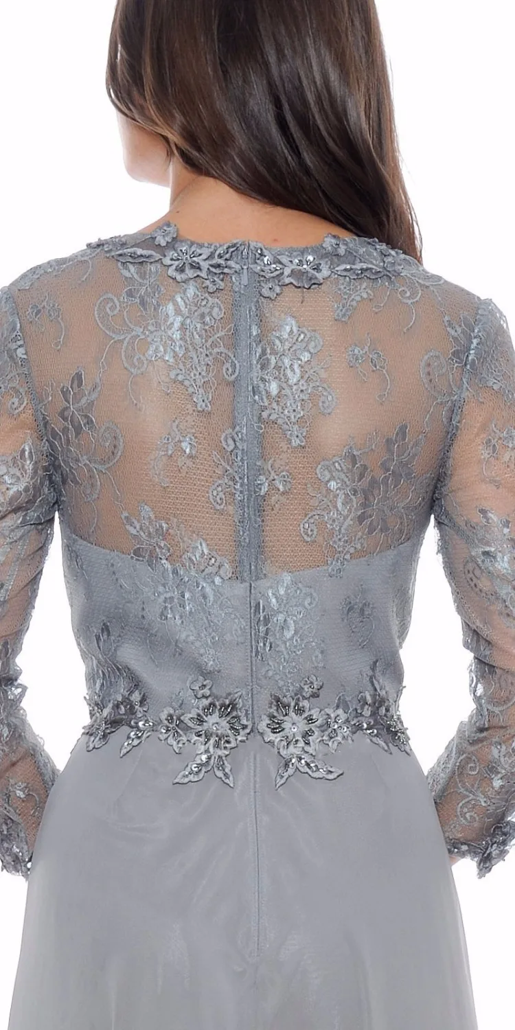 2015 Бесплатная доставка элегантные шифоновые вечерние платья с кружевным лифом