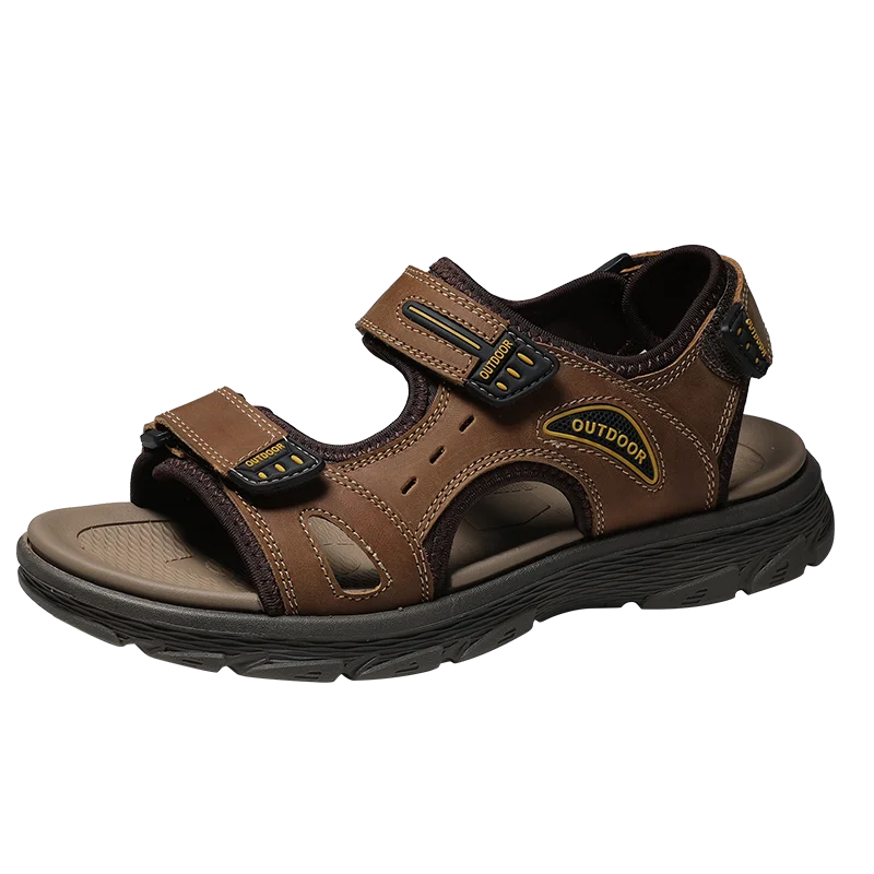 

Сандалии мужские кожаные дышащие, мягкая подошва, Нескользящие, для занятий спортом и отдыха на открытом воздухе, пляжная обувь ручной рабо...