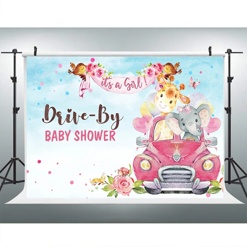 Лесной детский душ фон красный грузовик сафари животное Вечеринка для