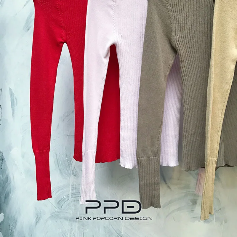 Slim High-Elastic Thread Knit Warm Round Neck Solid Color Long-Sleeved Sweater | Женская одежда