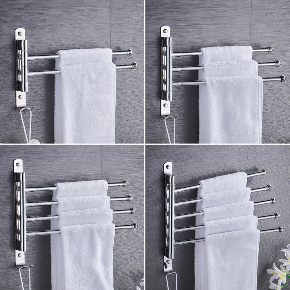 

3 4 5 Swing Arms Swivel Towel Bar Rack Bathroom Nail-free Seamless Rack Towel Hanging Holder for Bathroom Accessories