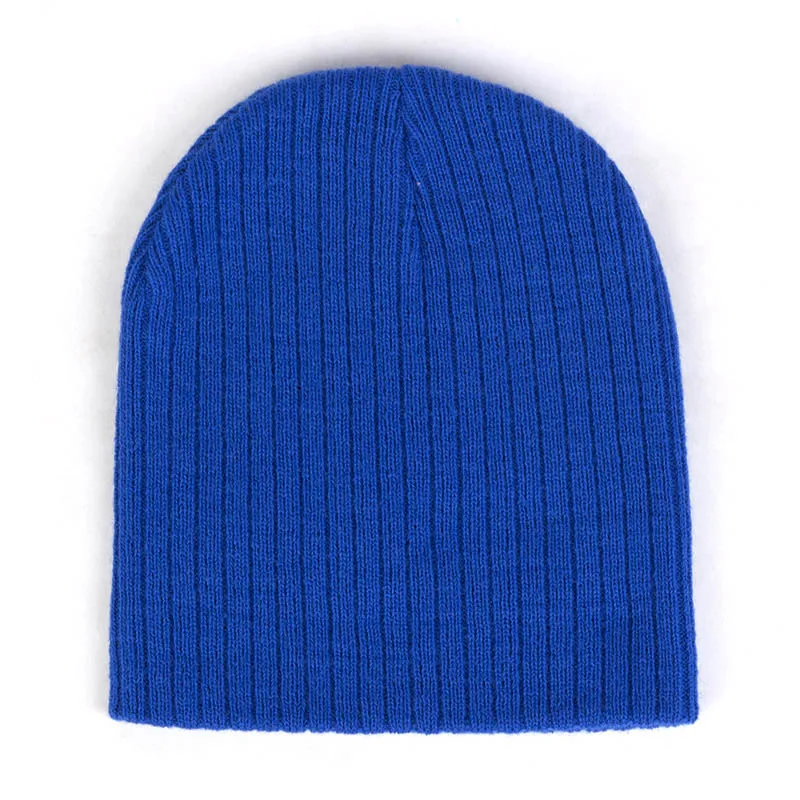Royal Blue Geebro/вязаные полосатые шляпы для детей ясельного возраста, теплые шапочки для маленьких девочек, зимняя однотонная шапка, Модные Повседневные шапки, полиэстер, DQ934 - Цвет: Royal Blue