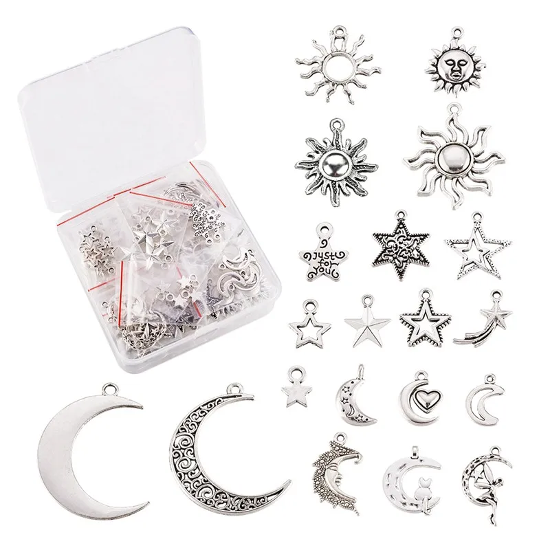 100 шт./коркор. подвески из сплава в тибетском стиле смешанных форм луна солнце