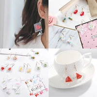 new creative fruit pendant earrings fashionable women resin charm ear hooks cute girl marshmallow jewelry gift