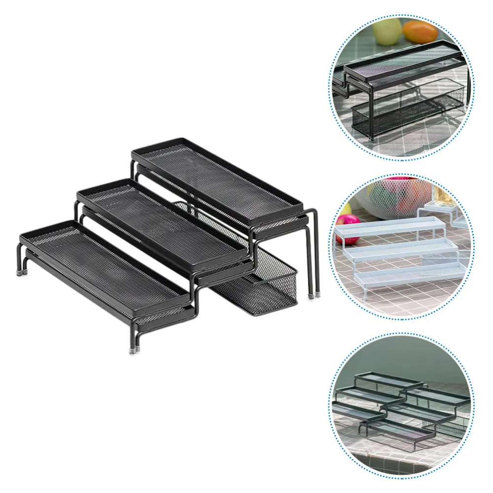 

3 Pcs 1 Set Stepped Sundry Racks Convenient Iron Seasoning Bottle Racks